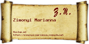 Zimonyi Marianna névjegykártya